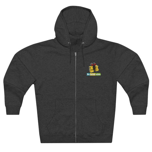 Unisex Premium Full Zip Hoodie (small front logo + large back logo, shipped from US)